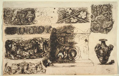Friezes; An Antique Sarcophagus; A Vase