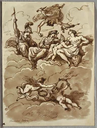 Minerva, Mercury, Juno and Venus on Clouds, Study after Marcantonio Franceschini