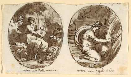 Orpheus, Ceres, Design for Vaulted Ceiling, Sala dei Legislatori, Palazzo Conti-Sinibaldi, Faenza
