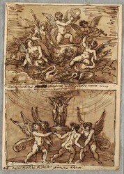 Putti in a Chariot with Dolphins and Swans