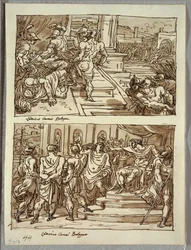 Remus Kills King Amulius; Remus Led in Chains before King Amulius; Two Studies After Carracci