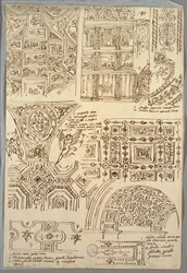 Seven Studies of Quadrilateral Ceilings; (detail) Two Anatomical Studies of Arms