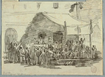 Speaker in 16th Century Attire Addressing a Crowd