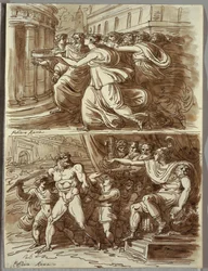 The Vestal Tuccia Carries Water in Sieve; Two Studies after Polidoro da Caravaggio