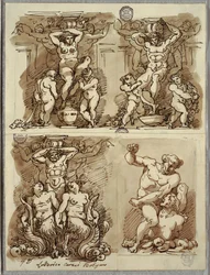 Three Herms, Studies after Carracci