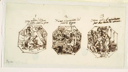 Three Sketches of Theseus Subjects, for the Sala di Teseo, Palazzo Gaddi, Forli