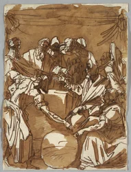 Two Attendants with the Heavenly Horseman
