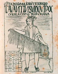 Inca man holding a quipu