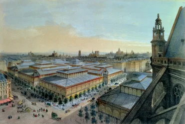 View of Les Halles in Paris taken from Saint-Eustache