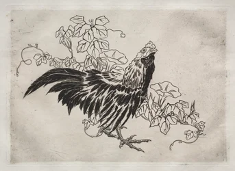 Dinner Service (Rousseau service): Rooster and Morning Glories (no. 25)