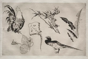 Dinner Service Rousseau service: Roosters, skate, plants, etc. no. 9, 1866