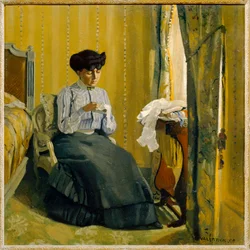 Woman Sewing in an Interior