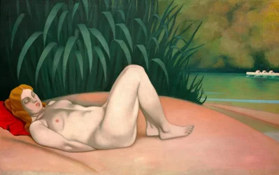 Nude Woman Sleeping by the Water