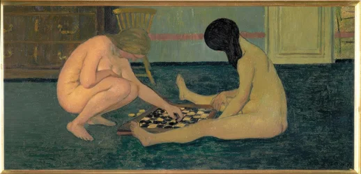 Nude Women Playing Checkers