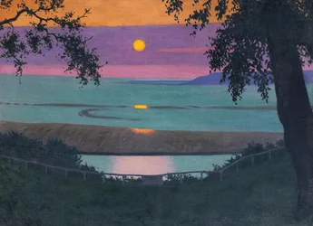 Sunset at Grace, Orange and Violet Sky, 1918