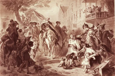 George Washington entering New York in 1783, engraved by Alexander Hay Ritchie