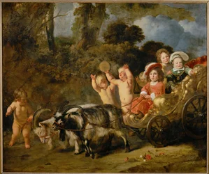 Aristocratic Children in a Carriage Drawn by Goats