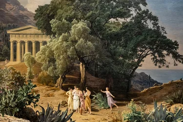 A Doric Temple with Castelmola and Taormina in the background