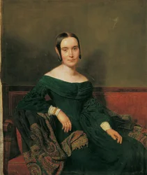Lady in Vermilion Green Dress
