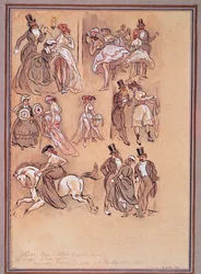 Second French Empire: Fashion Plate for Dancers, Rider and Elegant Gentlemen