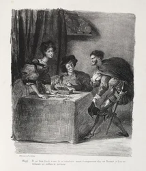 Illustrations for Faust: Mephistopheles is at Marthe