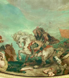 Representation of Attila (395-453), King of the Tribe of the Huns. Detail of a fresco by Eugène Delacroix (1798-1863) decorating the dome of the library of the National Assembly (Palais Bourbon), 1843, Paris
