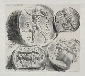Sheet with Four Antique Medals