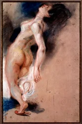 Study of a naked woman overturned on her back; study of a slave for “The Death of Sardanapalus”