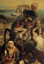 The Scio massacres. Scene depicting the Greek war of independence against the Ottomans: Greek civilians awaiting death or slavery (detail)