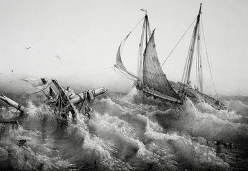 After storm, Lithograph by Ferdinand Perrot