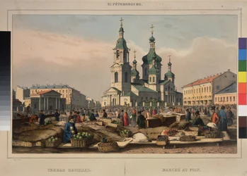 Hay Market and the Cathedral of the Assumption of the Mother of God, Saint Petersburg