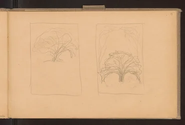 Recto: Two Sketches of an Unfinished Cover; Verso: Two Variants of the Same Project