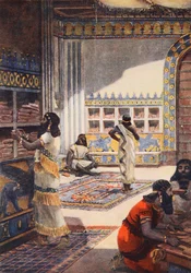 The Famous Library of King Ashurbanipal, at Nineveh, illustration from 