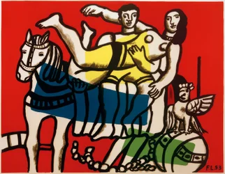 Circus, Artists Vaulting on a White Horse