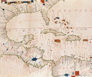 Portulan: Geographic Map with the Name of the Coastline of Cuba, Florida, Central America and North Latin America