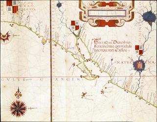 View of the western coast of Mexico, and southern California - Map