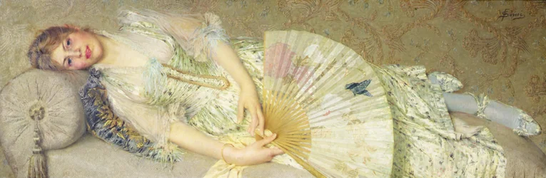 Young Woman Reclining on a Sofa