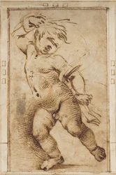 Dancing Putto Holding a Drapery