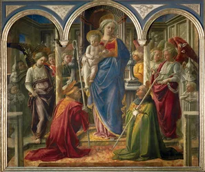 Madonna and Child with Angels, and Saints Frediano and Augustine, called "Pala Barbadori"