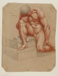 Crouching male nude