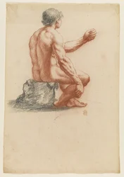 Seated Male Nude Seen Two-Thirds from Behind