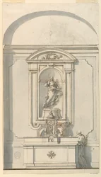 Altar with Tabernacle and Two Priests in Conversation, 1750–75