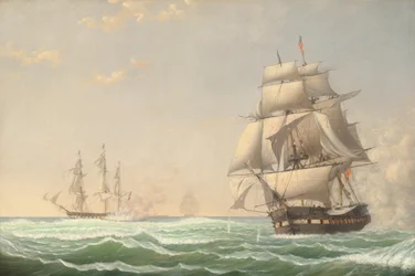 The United States Frigate "President" Engaging the British Squadron, 1815
