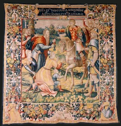 Flemish tapestry. Series The History of Hannibal. Hannibal in Italy. Third tapestry of those preserved. Models Anonymous master of the Netherlands. Brussels