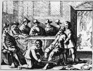 Punishment of the Tincers inflict on a sorcerer - engraving of 1725 in 