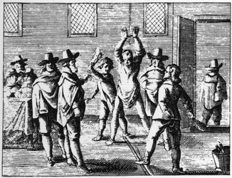 Wizard Whipping by Children. Engraving from 1725 in 
