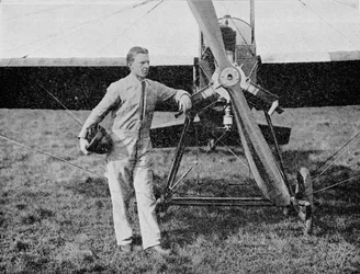 London-Paris Air Race: the winner, Mr WL Brock, the American racing pilot