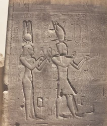 Denderah Tentyris, Temple of Hathor - Rear View - Cleopatra and ..., 1851-52, printed 1853-54