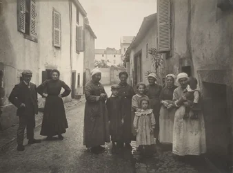 Group of Adults and Children on a Village Street in the Auvergne, ca. 1910