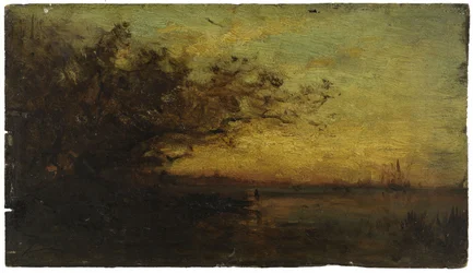 Water, Setting Sun. On Reverse: Two Studies, between 1850 and 1860